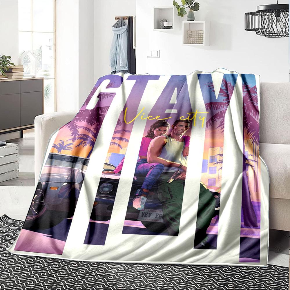 Grand Theft Auto Blanket Soft & Cozy Great for Sofa Chair Seaside All-Season Use Warmthful Decor Unique Gift for Family and Friends Camping