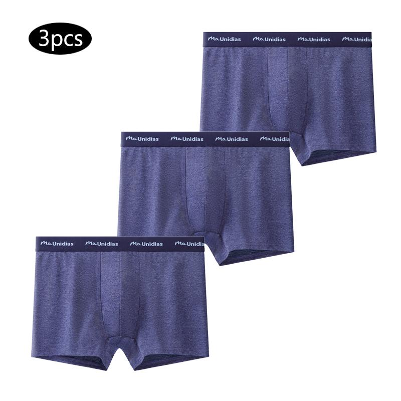 3 Stück/Packung Einfarbige Herren-Boxershorts Baumwolle Buchstabe Elastisches Band Herren-Slips