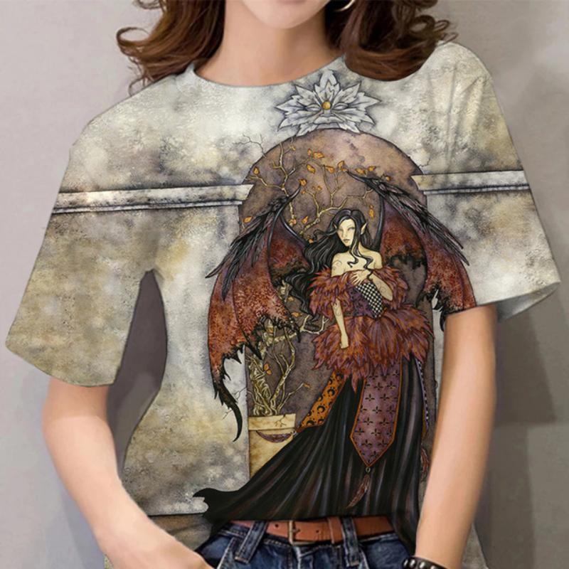 Women's T Shirt Witches Print Funny Tshirt Summer Women Fashion Casual Personality T Shirts Oversized O Neck Tops