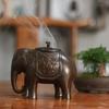 Auspicious Elephant Pure Brass Incense Burner for Home Worship, Tea Ceremony, and Sandalwood Coil.