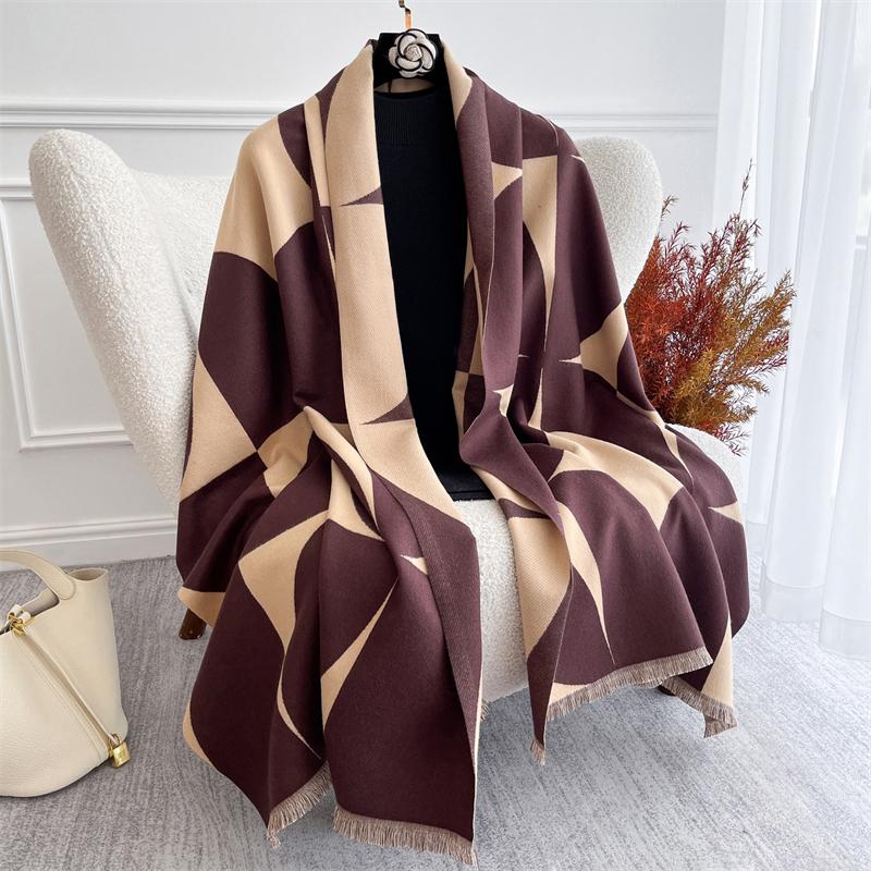 

Autumn Winter Scarf for Women Jacquard Pashmina Shawls and Wraps Cashmere Blanket Warm Thick Stoles Lady Outdoor Bufanda Poncho 60X185 cm