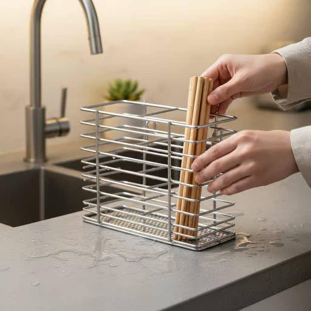 Stainless Steel Dish Rack Rustproof Stainless Steel Dish Drainer Kitchen Utensil Holder Easy to Clean Household Storage Non-Slip