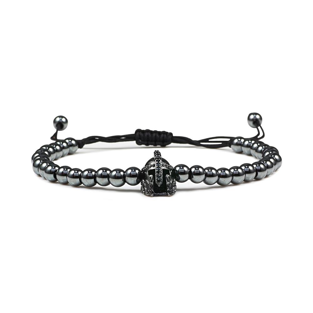 Charm Skull Head Copper Beads Bracelets Handmade Pave CZ Skeleton Crystal Adjustable Bracelet Punk Wrist Jewelry for Women Men