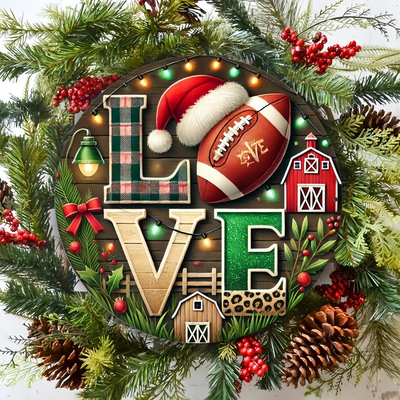 Vintage Christmas D Relief Art High Definition Metal Wall Art Set of Retro Round Iron Sheet Decor Includes Santa Truck Sno