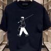 Retro Shortsleeved Tshirt for Unisex Fishing Guy Summer Loose Couple Top Versatile Pure Cotton Knitted Fabric Clothes