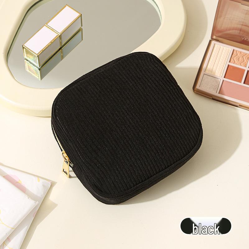 

Corduroy Storage Pouch: Thickened Portable Bag for Sanitary Napkins, Lipstick, and Small Items.