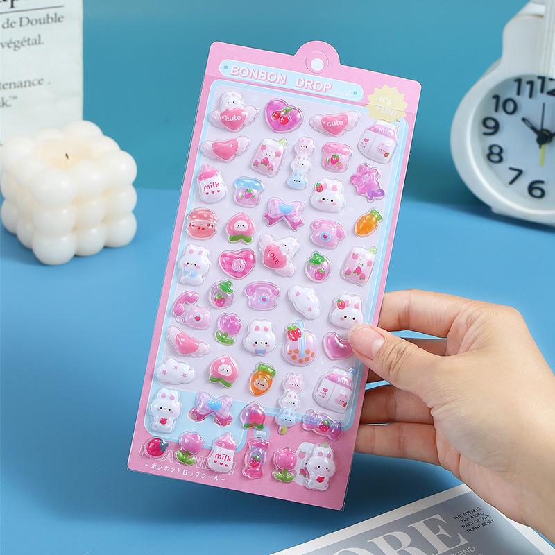 3D Crystal Cute Animal Stickers for Kids - Transparent & Embossed Fun for Phones