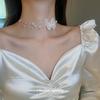Pärlor organza fjäril halsband kedja liten fräsch och enkel naturlig stil halsband