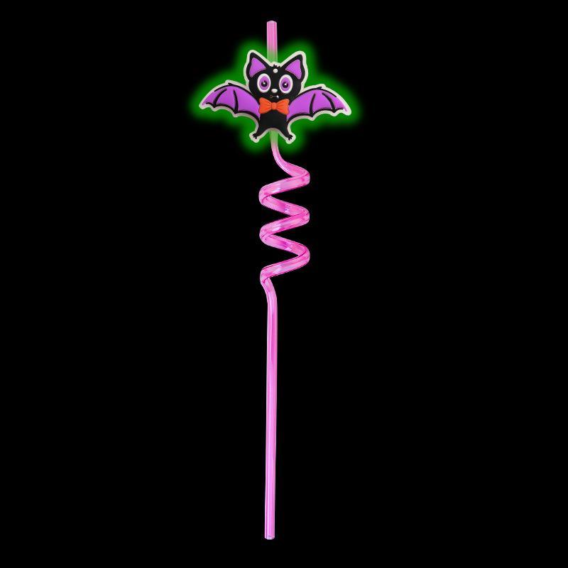1Pcs Luminous Halloween Spiral Drinking Straws With Bats Ghost Pumpkin Witch Patterns Goodie Gifts For Kids Halloween Party
