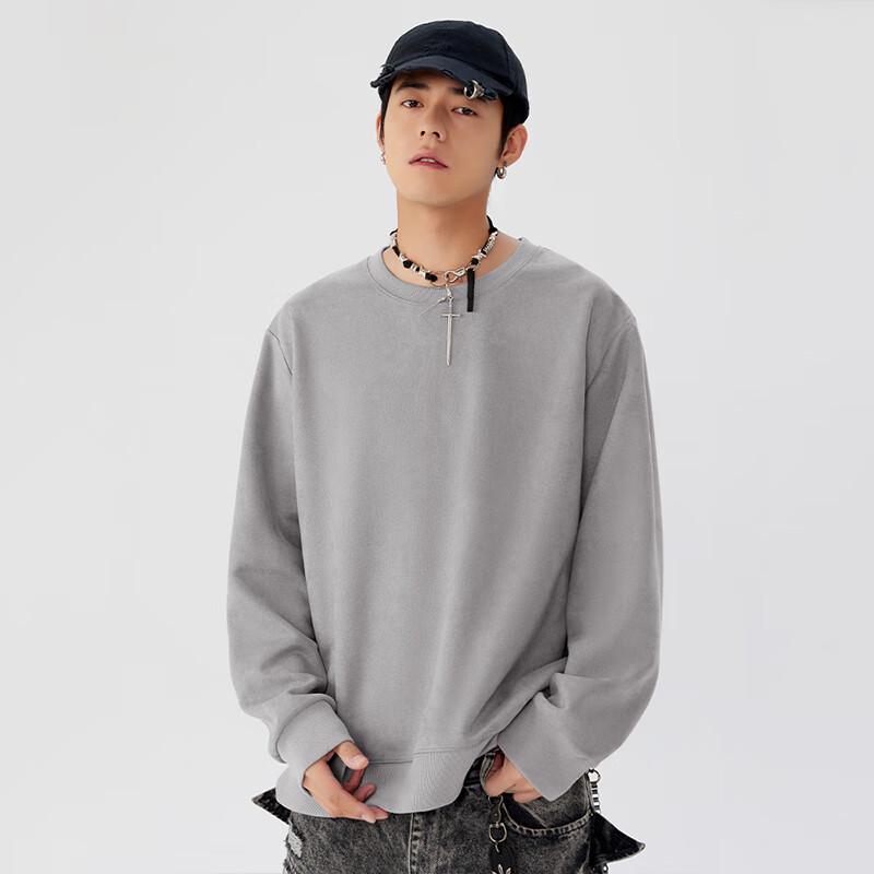 MINISO Men's Suede Round Neck Sweatshirt
