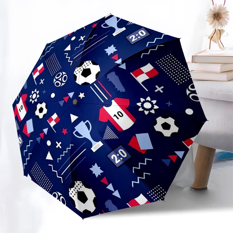 1pc Soccer-themed Circular Pattern Umbrella with Plastic Handle,Vibrant Cartoon Pattern,Multi-functional UmbrellaB2008