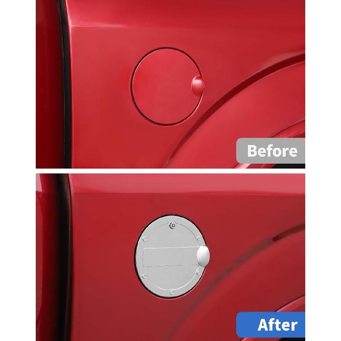 Fit for 2015-2020 Ford F-150 Locking Fuel Gas Filler Tank Door Cap Cover with Keys, Gas Tank Cap Fuel Filler Door Cover Trim Exterior Accessories,