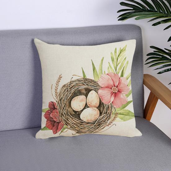 45x45CM Easter Pillow Case Bunny Egg Flower Boot Reusable Holiday Decoration Sofa Bedroom Square Throw Pillow Cushion Cover Festival Gift