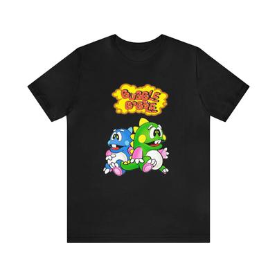 Bubble Bobble NES Retro Stil Pixelkonst Unisex Kortärmad T-shirt 100% Bomull T-shirt Herr T-shirts Topp #2