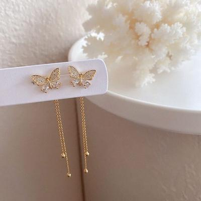 2PC Women's Fashion Butterfly Earrings Zircon Accessories Suitable for Date, Party, Festival Gifts
