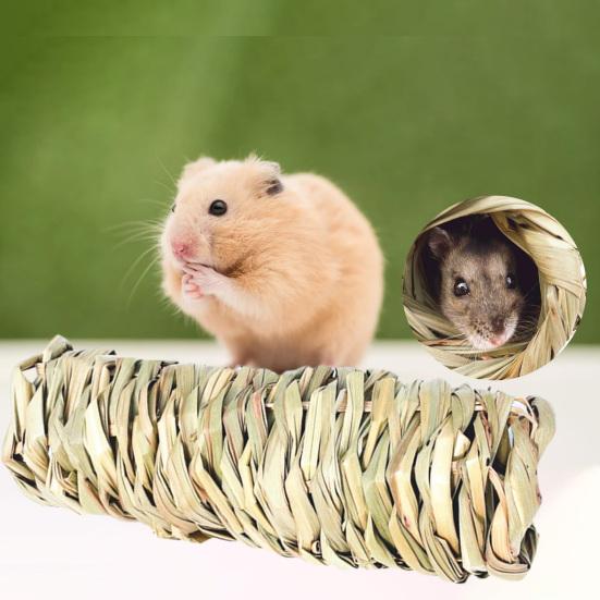 Yousheng Guinea Pig Cage Natural Grass Hand Woven Chew Toy Hamster Nest Small Pet Hideout House Toy Pet
