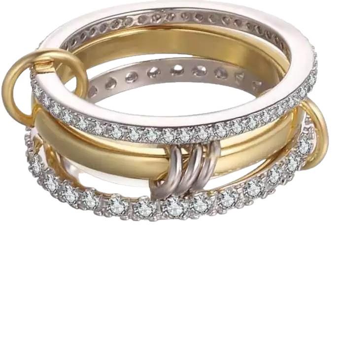 Interlocking Zircon Diamond Ring - Two-Tone Trendy Personalized Design
