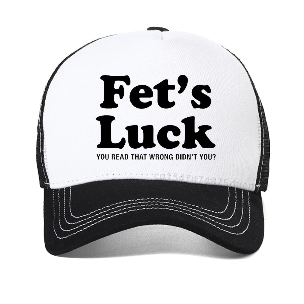 Смешная бейсболка с принтом Fets Luck для мужчин и женщин, летняя, регулируемая, сетчатая, тракерная шляпа, модная, повседневная, дышащая, снэпбэк Adjustable