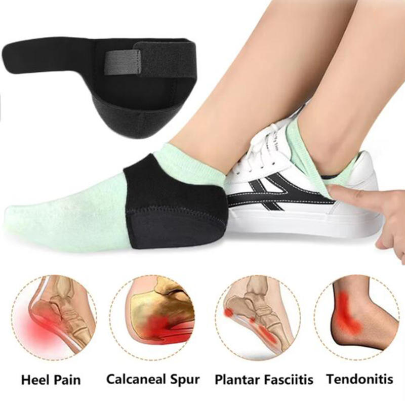 1 Pair Silicone Heel Pads Shock Absorption Relieving Leg Pressure Adjustable Straps To Prevent Slipping Insoles S/L Size