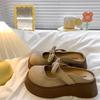 French bow bag head half slippers women's outer wear 2025 new spring thick bottom with skirt Mary Jane cool slippers