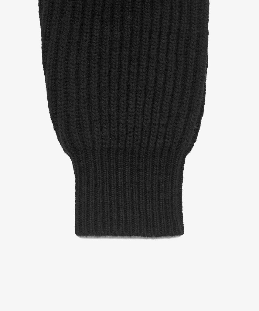 Toffee Women W Two-Way Collar Crop Knit Zip-Up (Black)