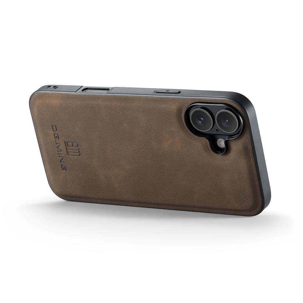 DG.MING For iPhone 17 Case PU Leather Covered PC+TPU Hybrid Phone Shell