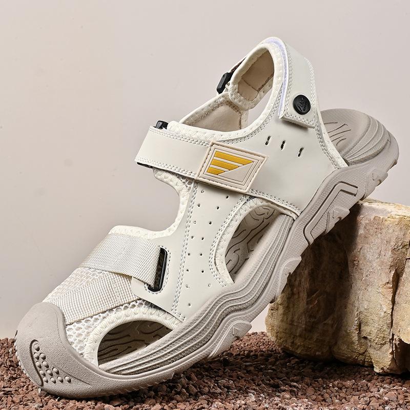 2025 large size sandals 2025 summer men's hollow breathable half-drag sandals casual bag head beach shoes