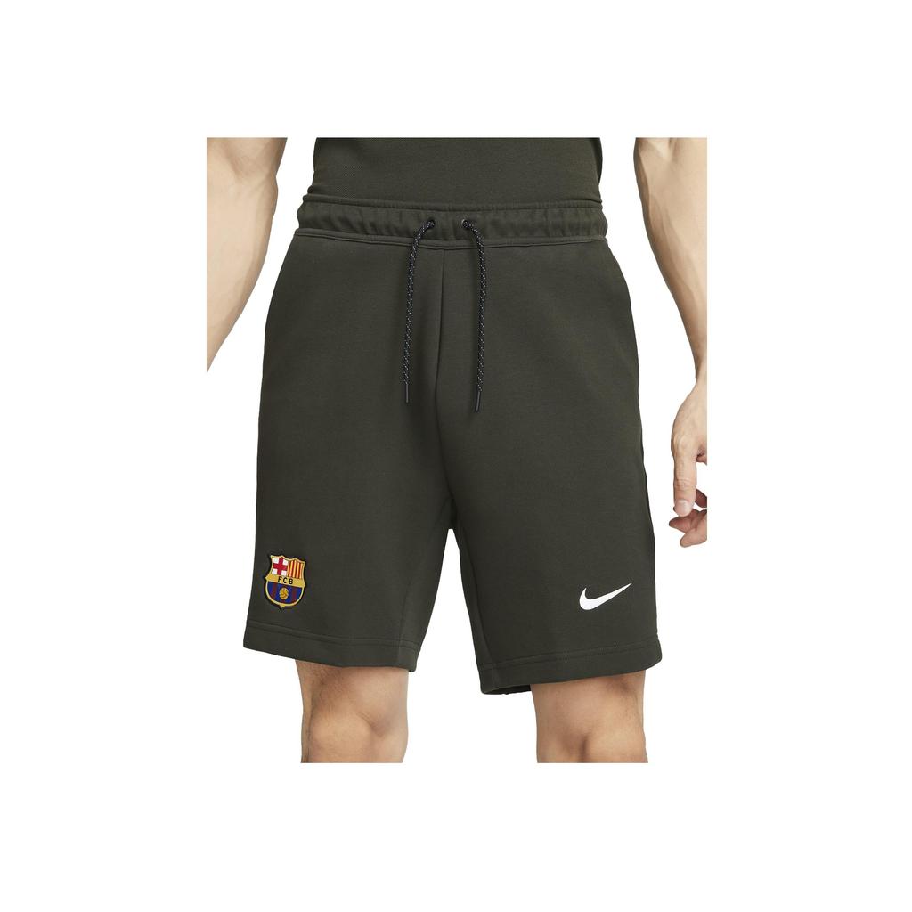 Nike FC Barcelona Tech Fleece Logo Print Drawstring Sports Shorts Men Shorts Olive-Green DV5560-355
