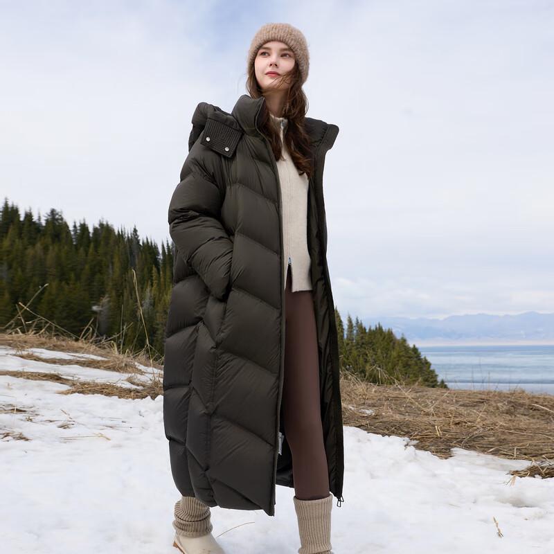 

Sancai 2025 Зимнее водонепроницаемое длинное пуховое пальто с 90% пуха белой утки M