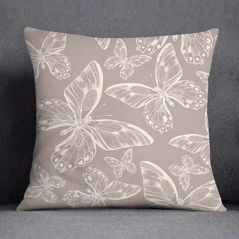 Fronha de almofada quadrada borboleta retrô para decoração de casa e escritório