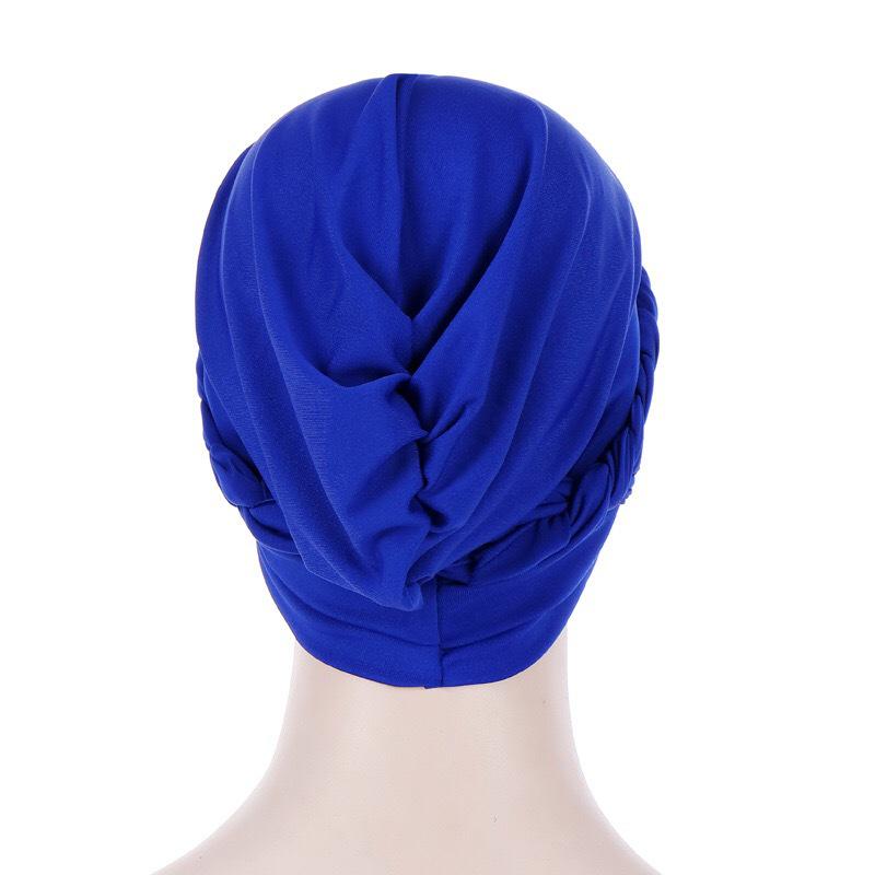 Muslim New Style Solid Color Braided Headscarf Hat, Milk Silk Indian Headscarf