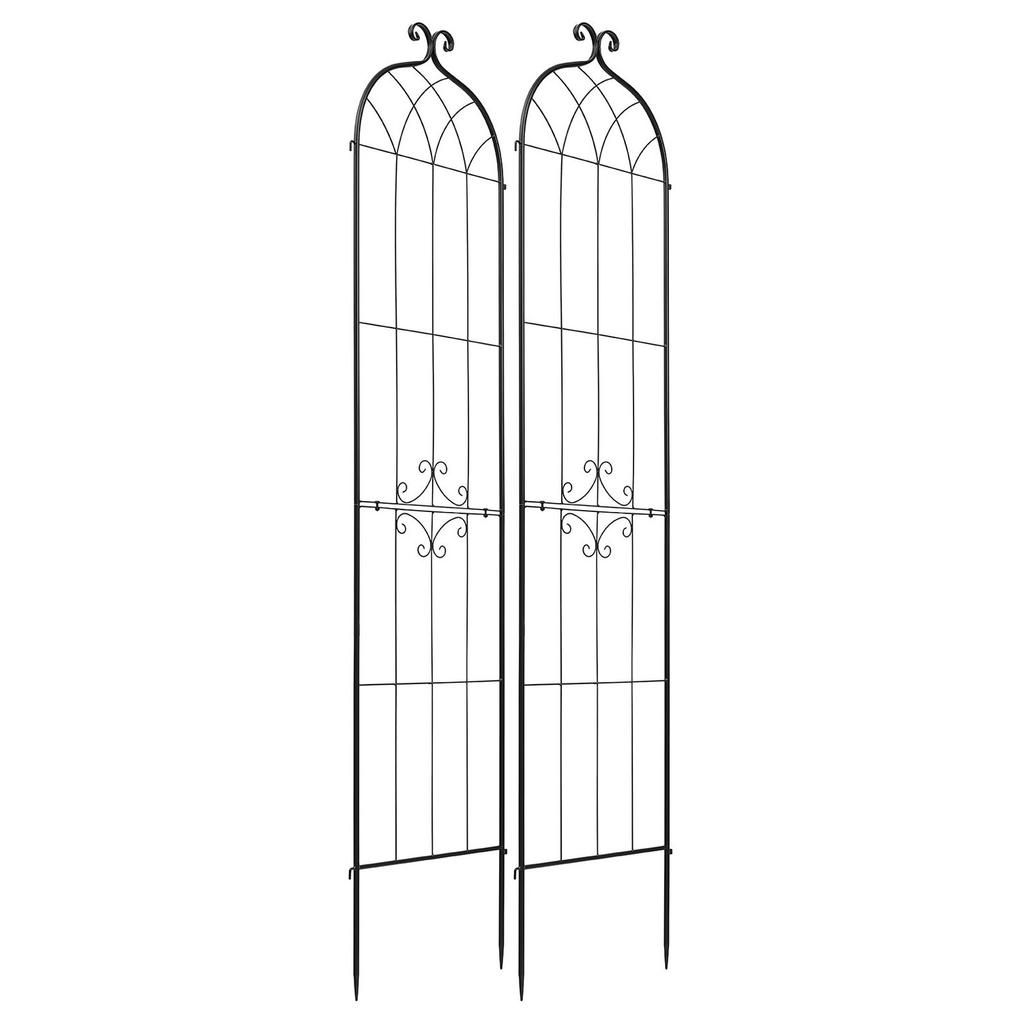 Garden Trellis, 220 x 52.5 cm Rose Trellis, 2 Packs Garden Flower Rose Trellises with Powder-Coated Finish & Convenient Locking Design, Plant Support