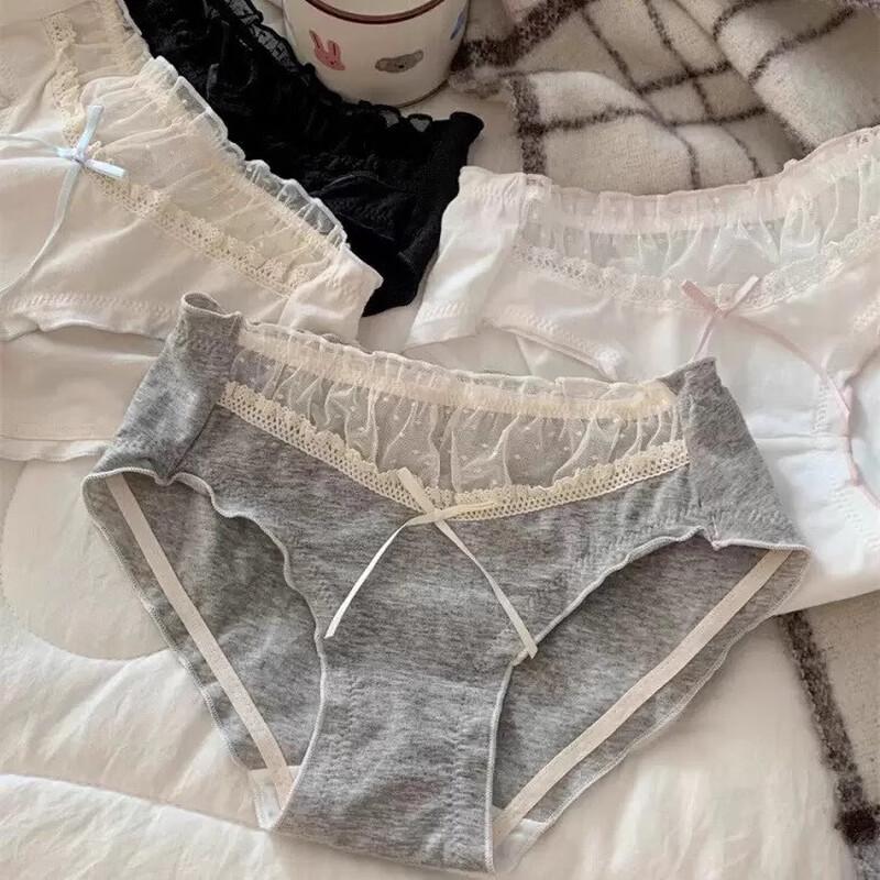 

Женские хлопковые трусы с кружевом Mao Ren, 3 шт. M