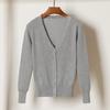 Korean V-Neck Knitted Cardigan: Women's Long Sleeve, Versatile Spring & Autumn Top.
