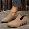 Nuovo Stile Stivaletti alla Caviglia da Donna Europei e Americani con Tacco Quadrato, Punta Appuntita, Slip-on, Moda Taglie Forti per Primavera e Autunno