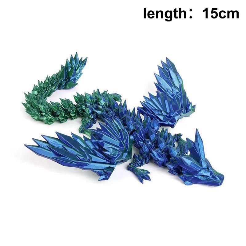 3D Printed Dragon Colorful Gem Dragon Figurines Movable Joint Rotatable Articulated Dragon Crafts Desktop Western Action Figure