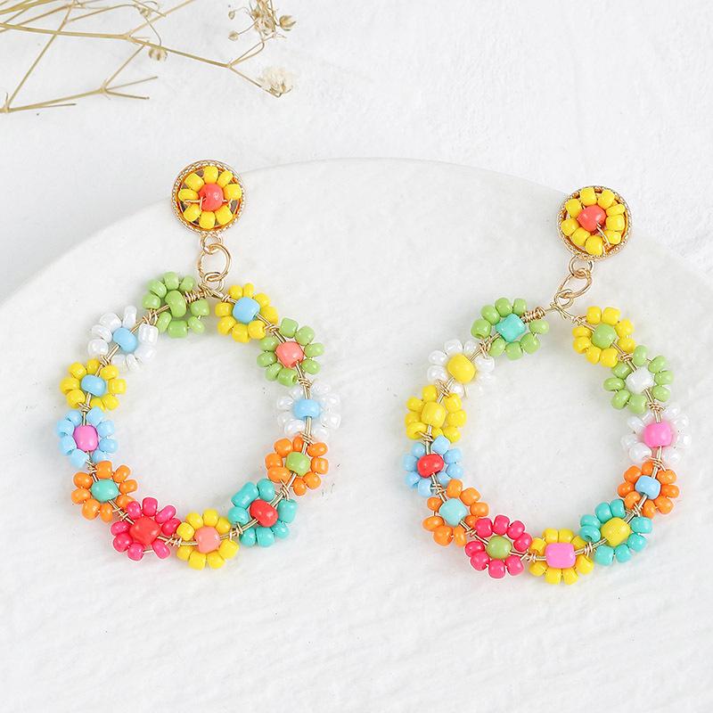 Orecchini Boho alla moda per le donne, stile colorato, orecchini dolci con fiori, gioielli, orecchini con perline floreali, accessori LXY