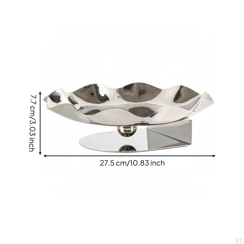 Raised Fruit Platter with Pedestal Base | Elevated, Reflective, Stainless Steel Platter, for