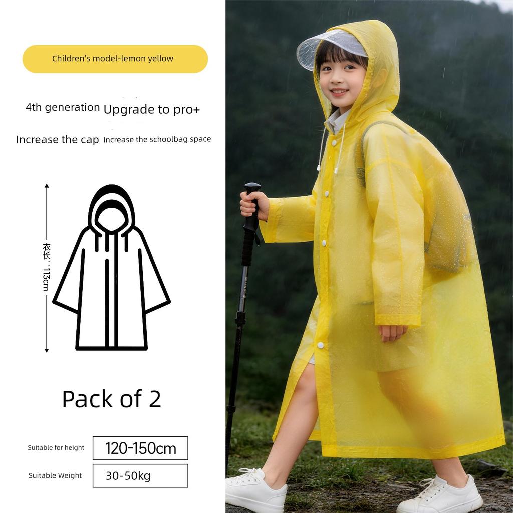 Children's Large-Brimmed Face-Protecting Disposable Raincoat for School, Special for Kids, Can Be Carried with a Backpack, Rainproof Poncho, Portable