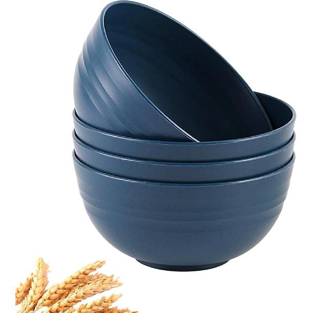 Unbreakable Cereal Bowls Wheat Straw Bowl - Noodle Fruit Soup Bowl Rice Bowls Dishwasher Microwave Safe Cereal Bowl Sets 4Pcs