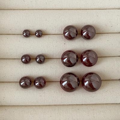 Cool Feeling Cold Gray Red Light Steamed Bread Pearl Stud Earrings Women'S Simple Niche Fashion Exquisite Versatile Earrings