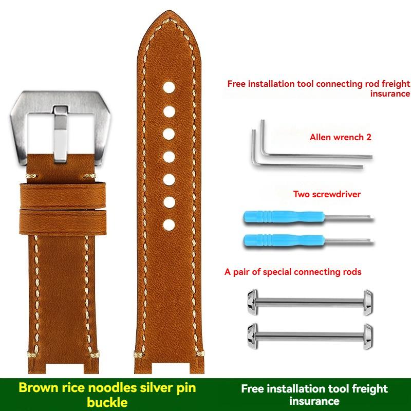 For Crazy Horse Leather Strap CASIO Casio Mountaineering Watch 5470 PRX-8000T/PRX-8001YT Modified Retro Leather Watch Strap