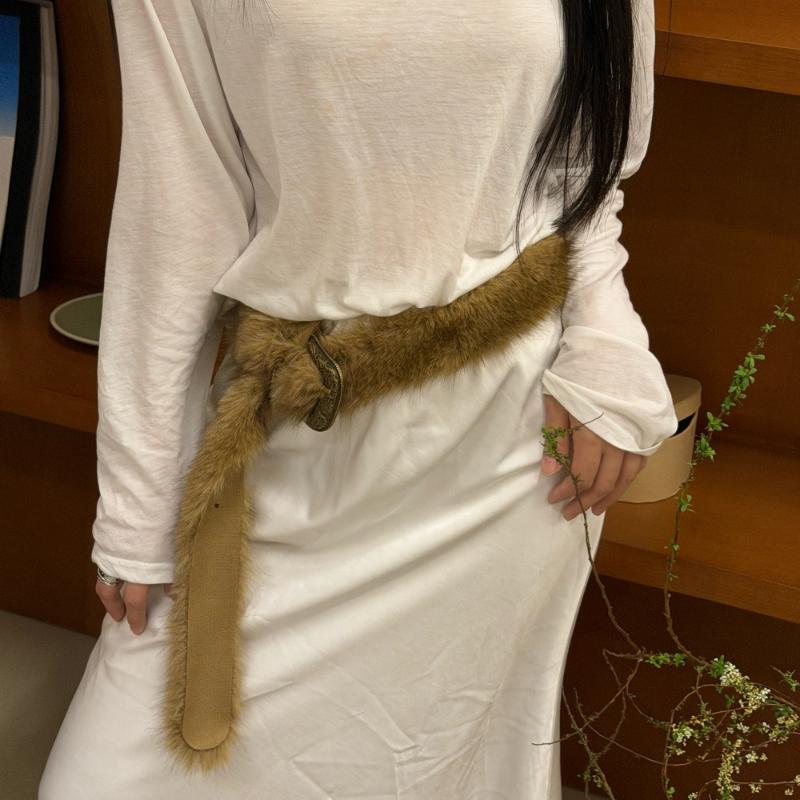 Women'S Plush Belt  Trend Y2K Girls Girdle Versatile Jeans Accessories Faux Fur Patchwork Belt