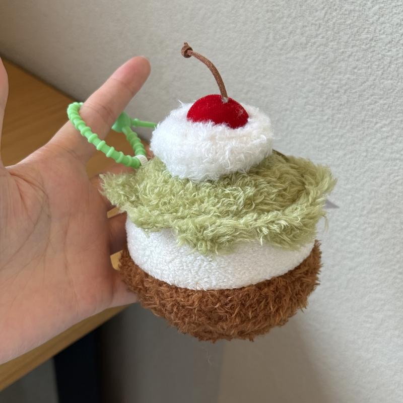 '12/20Cm Cute Food Cake Bag Charm Keychain Coffee Cheese Sandwiches Plush Dolls Toys Keyring Backpack Accessories Xmas Gifts