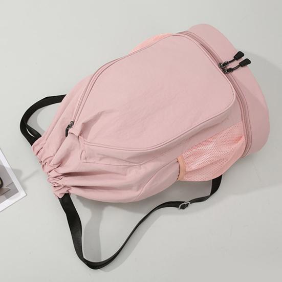 Drawstring Gym Backpack Sports Bag with Shoe Compartment Racket Pocket Lightweight Daypack for Badminton Tennis Basketball Fitness