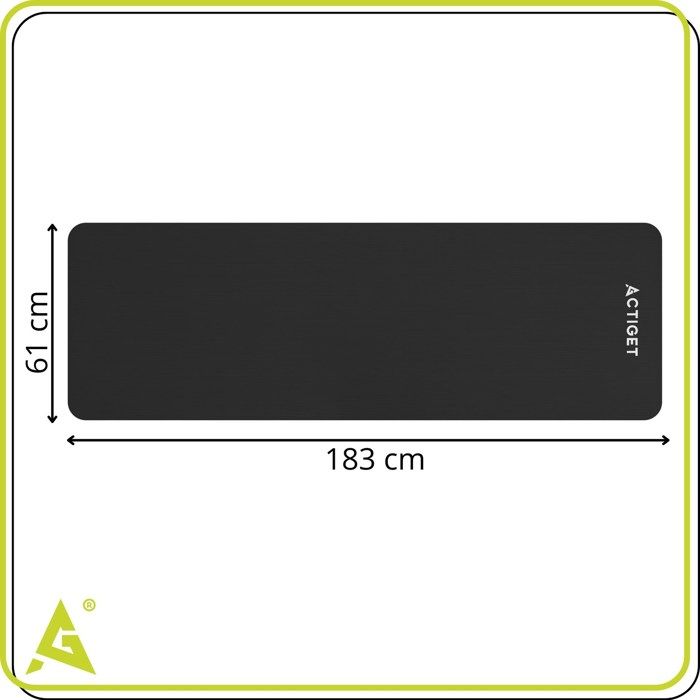 ACTIGET Yogamatte, Fitnessübung, rutschfest, 183x61x1 cm, Pilates-Matte, schwarz