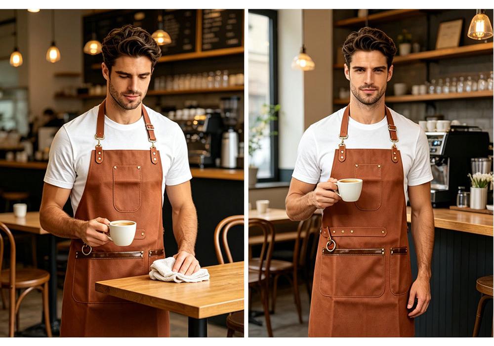 Waterproof Retro Leather Apron - Cross-Border Neck Hanging Waist Apron for Barber Workwear