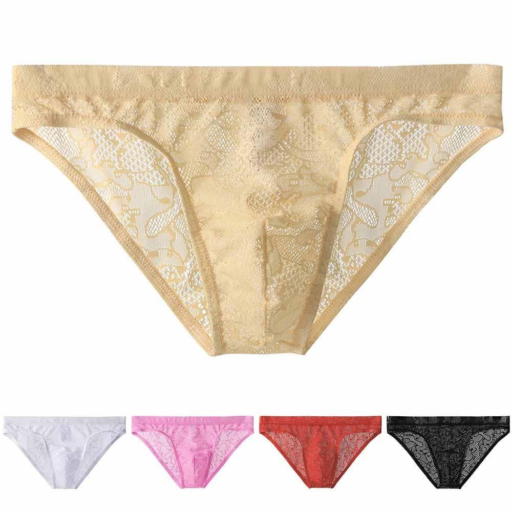 

Мужское кружево Прозрачное нижнее белье Low-Rise Sexy Ice Silk Дышащие трусы Шорты