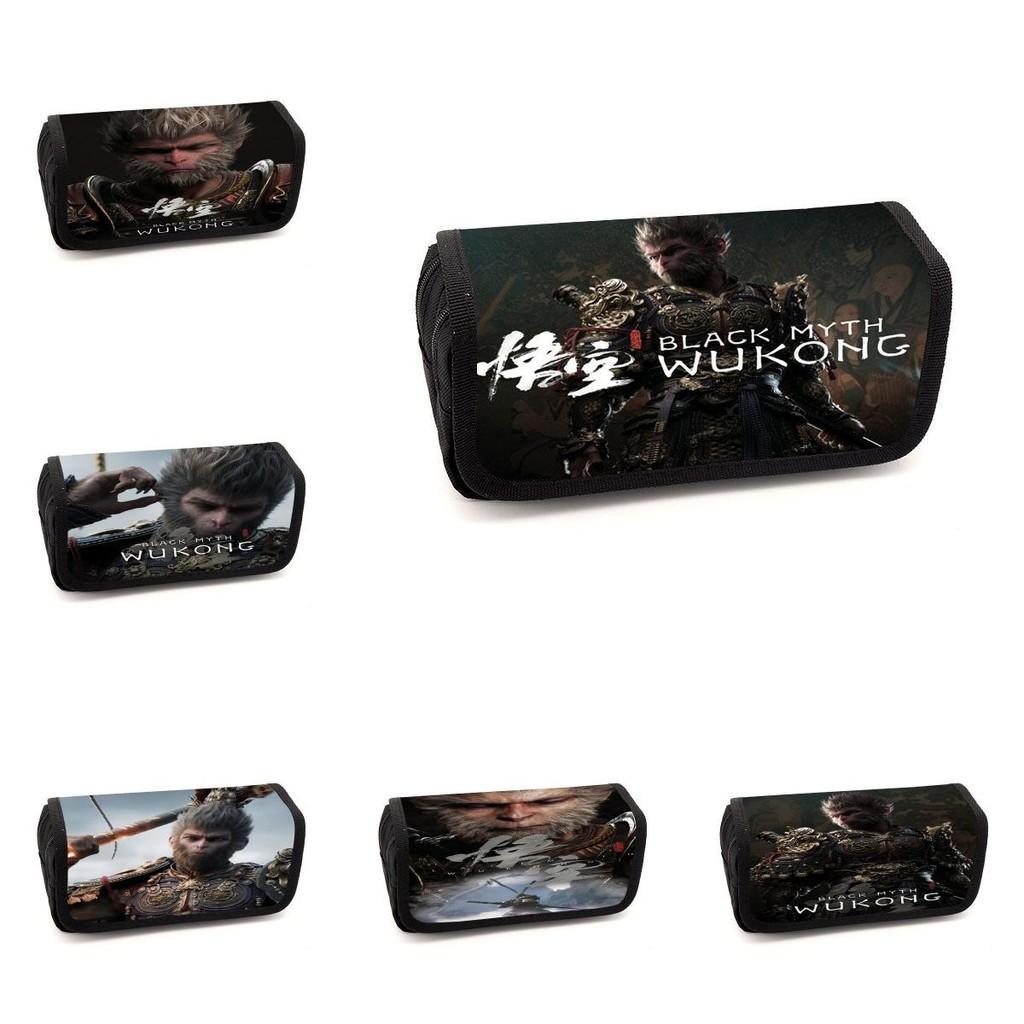 Spacious Black Myth Wu Kong Double Layer Student Storage Bag Oxford Material Design