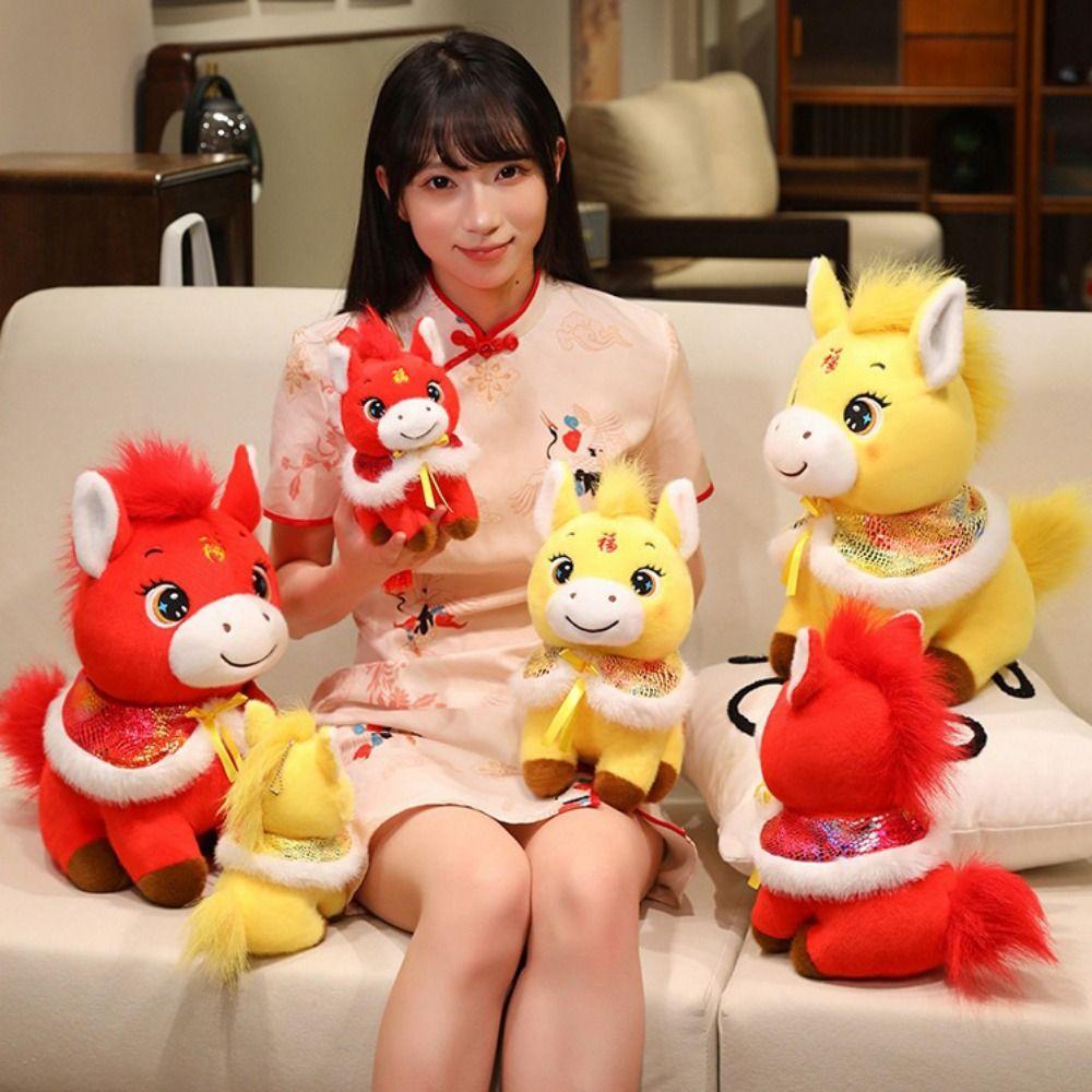 Soft Horse Mascot Stuffed Animal PP Cotton Horse Plush Doll Pentant Festive Decor
